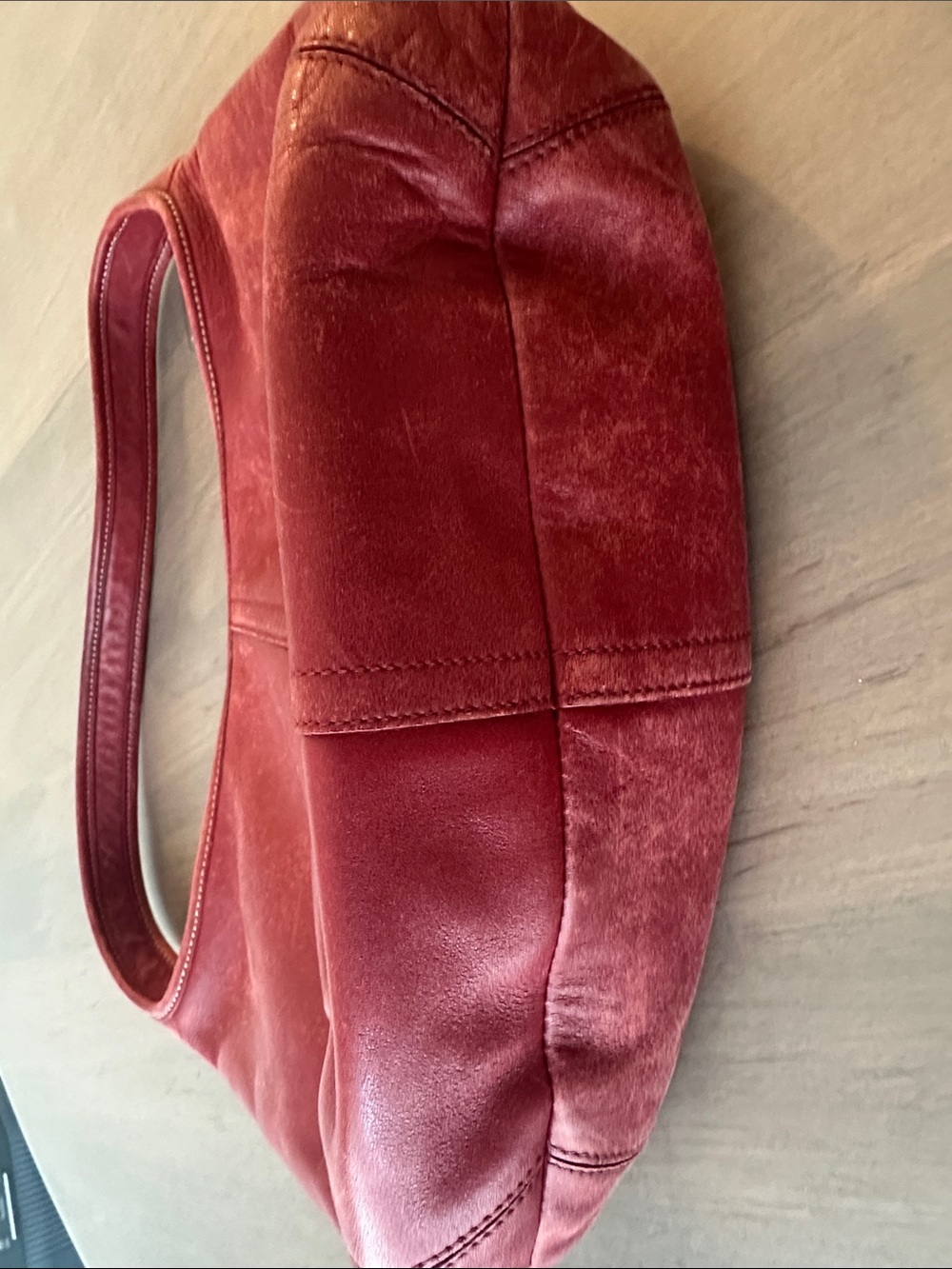 Coach Vintage Ergo Red Leather Hobo Shoulder Bag - Picture 4 of 7